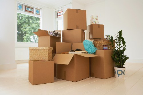 Carefully packed boxes ready for transport