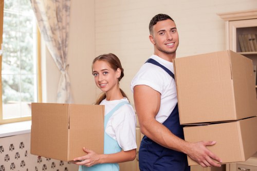 Satisfied customers with their moved belongings